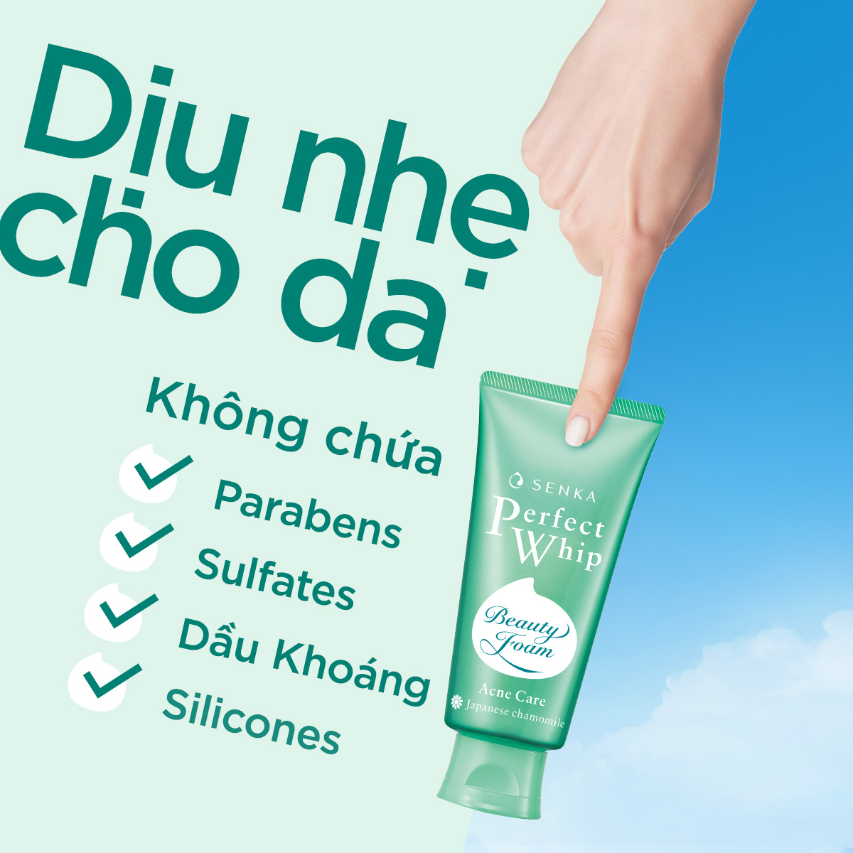 Combo 2 Sữa rửa mặt dành cho da mụn Senka Perfect Whip Acne Care 100g x 2