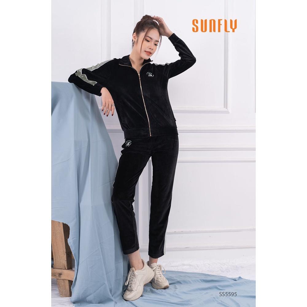 SS5595 Bộ đồ mặc nhà nữ thể thao nhung kéo khóa áo dài quần dài