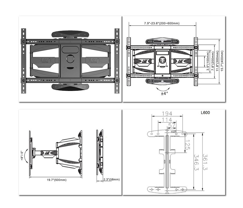 Giá Treo Tivi Gắn Tường Góc Xoay 360 độ - Nhập Khẩu | Dùng cho tivi 45-70"