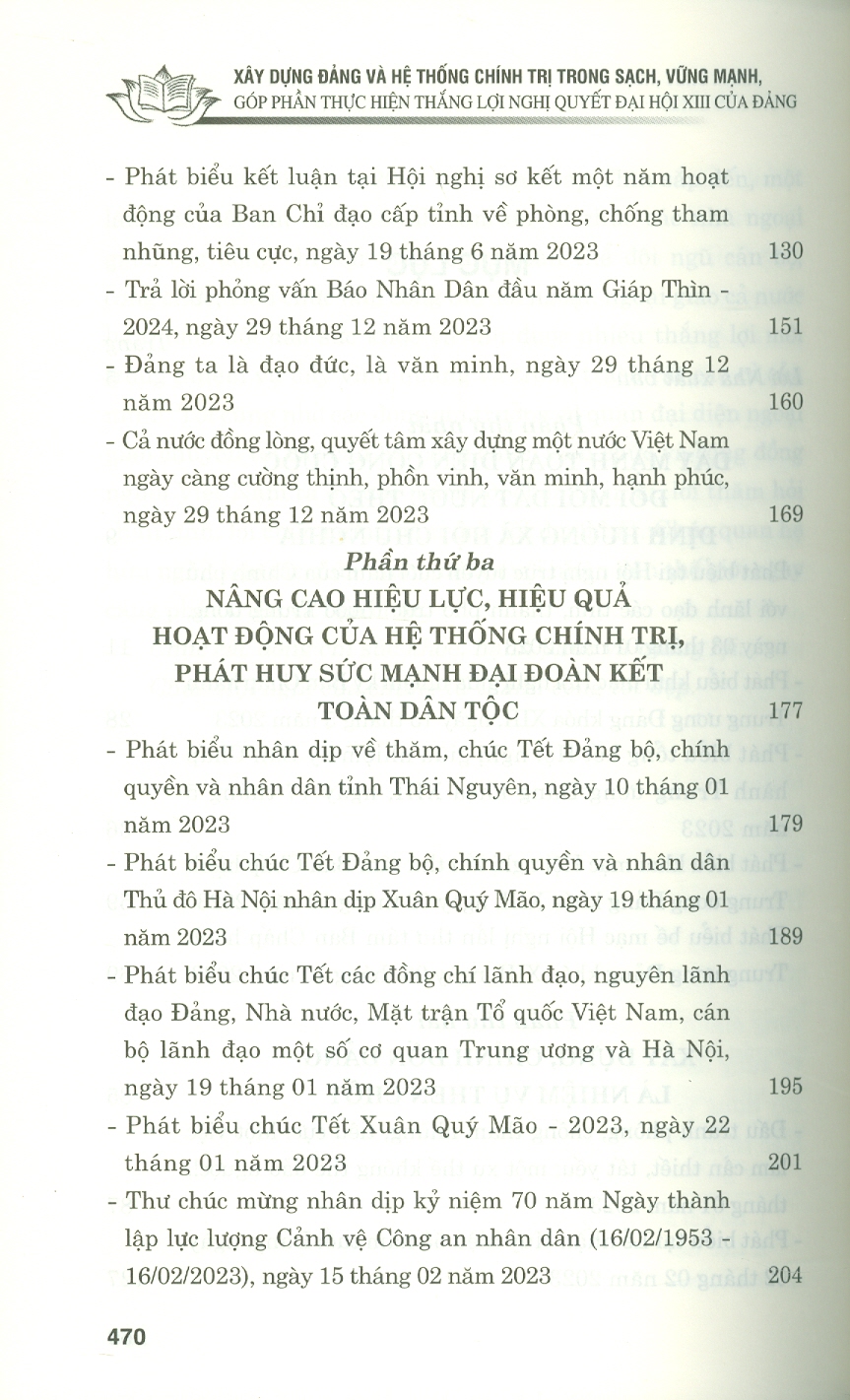 Xây dựng Đảng và hệ thống chính trị trong sạch, vững mạnh. Góp phần thực hiện thắng lợi nghị quyết Đại hội XIII của Đảng (bản in 2024)