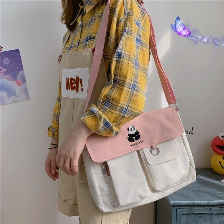 InsKorean Style Cute Girl Student Cross-Body Canvas Bag2020All-Matching Internet Celebrity Shoulder Large Capacity Schoo