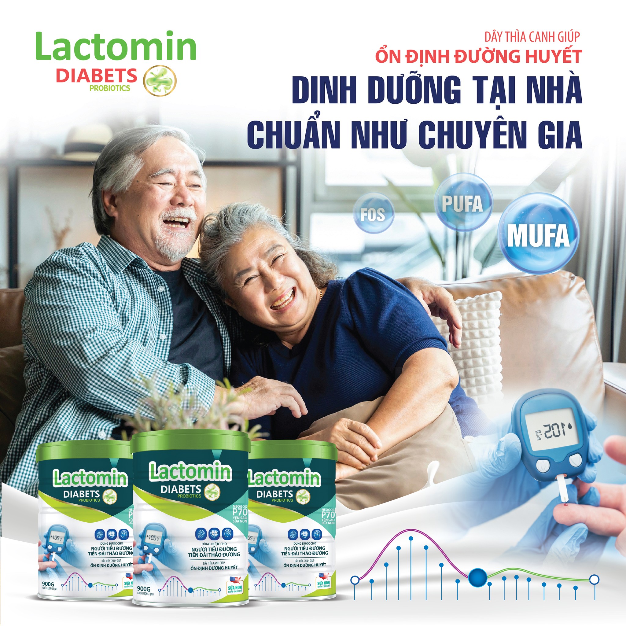 Sữa Mát cho người tiểu đường Lactomin Diabets 900g- Dễ tiêu hóa