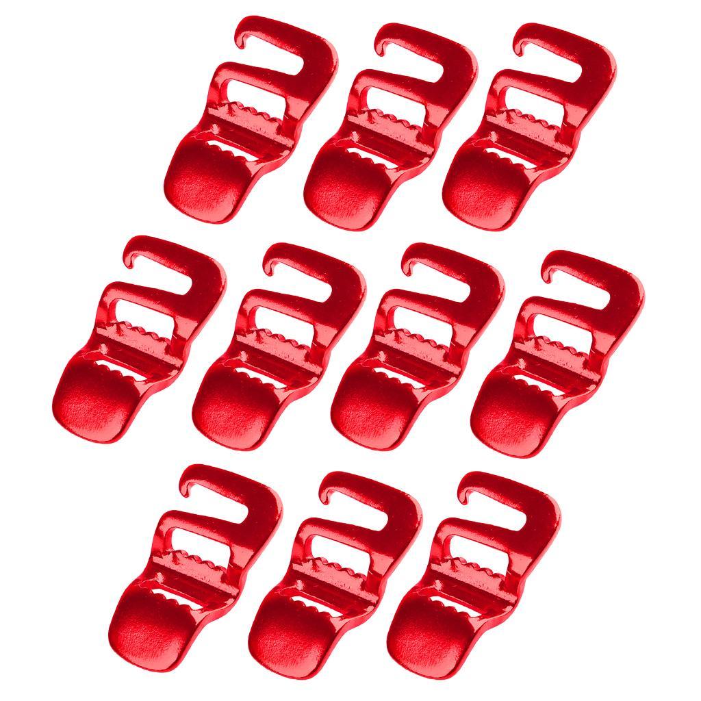 10Pcs Sturdy Hook Webbing Quick Release Buckle for Backpack Bag S Red