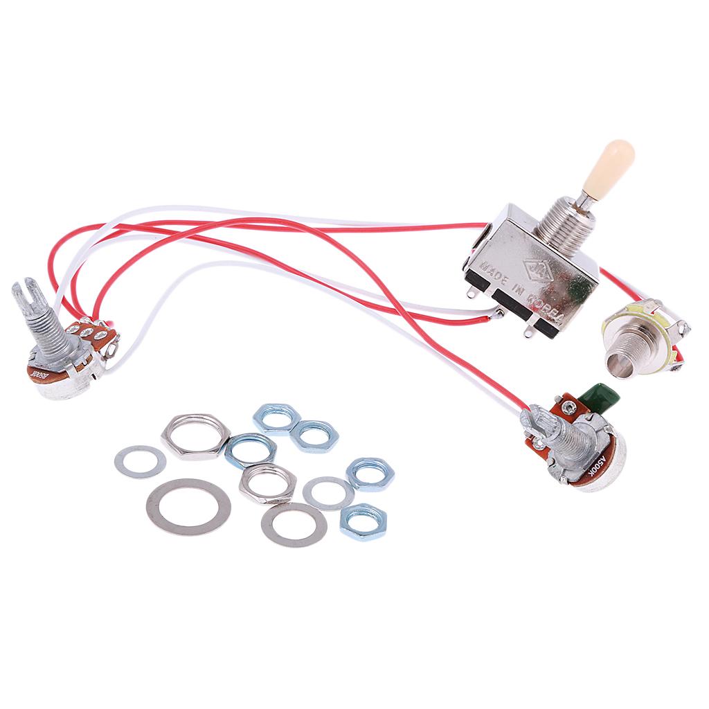 Electric Guitar Bass Wiring Harness 3-Way Switch 1V1T with Active EQ Pickup, Volume Tone Control