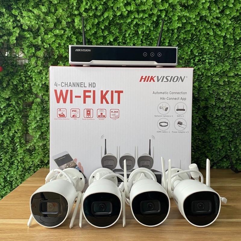 Trọn bộ kiss wifi NK42W0 Hikvision bao gồm 1 đầu thu + 4 mắt thân WIFI + HDD 500gb - Hàng Chính Hãng