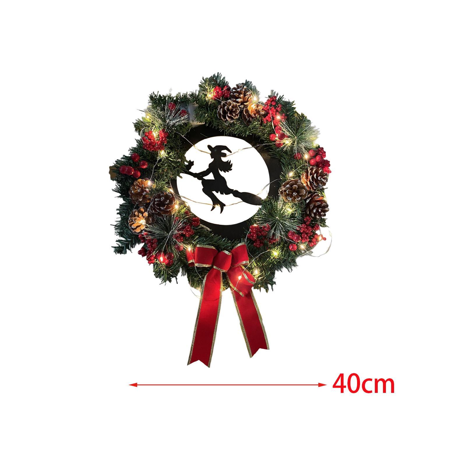 Wreath Christmas with Light Hanging Garland Autumn for Door Holiday New Year