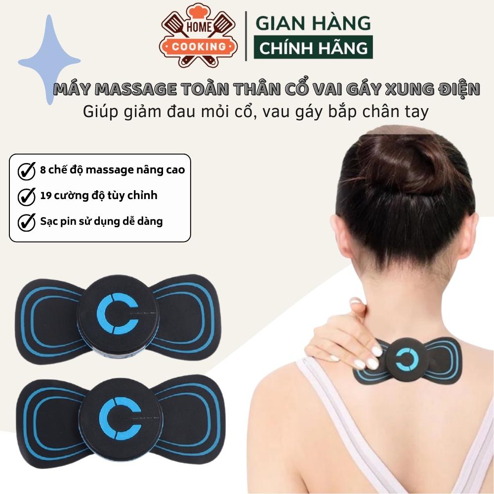 Miếng dán massage xung điện cổ vai gáy, massage toàn thân, cơ bắp chân tay, 8 chế độ mát xa, 19 cường độ tuỳ chỉnh