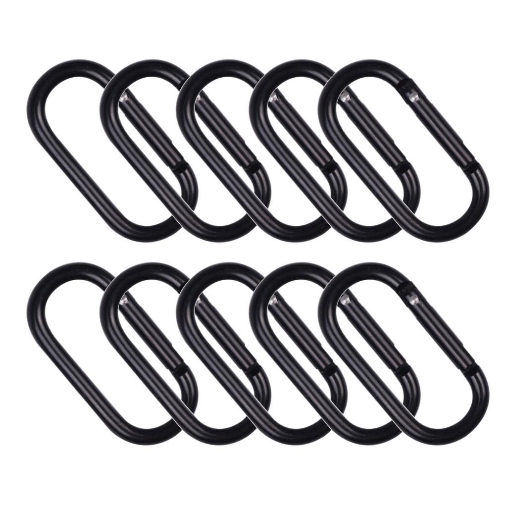 10x Locking Carabiner Clip Snap Hook Spring Karabiner Small Keychain Black