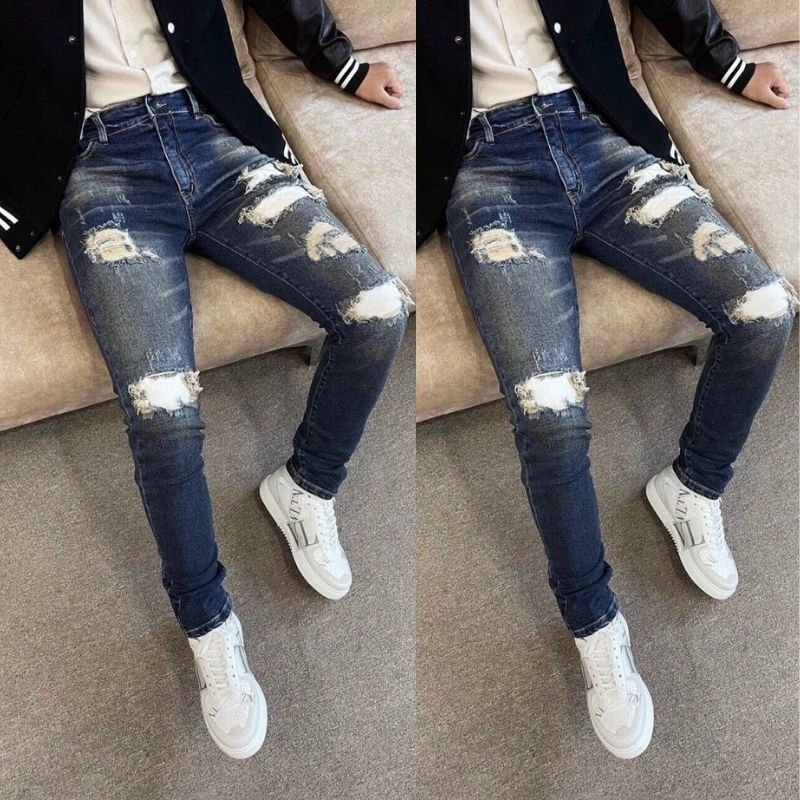 Quần Jean Nam Rách chất Jean co dãn tốt