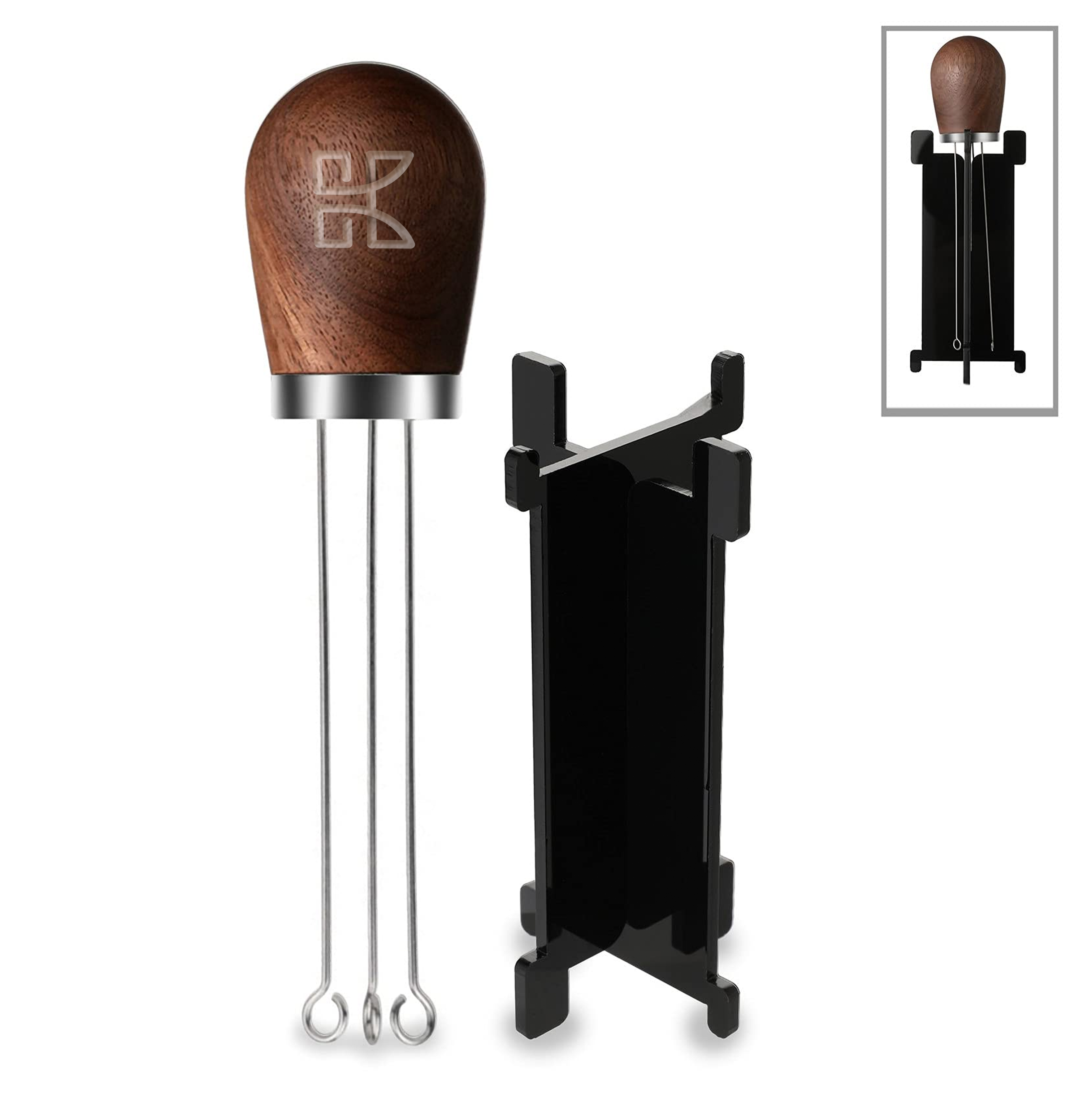 Tặng Túi Vải - Cây Khuấy Trộn Bột Cà Phê Phân Tán Đồng Đều Cán Gỗ Kèm Đế Mica Giữ thương hiệu KaRí – Espresso Coffee Stirrer