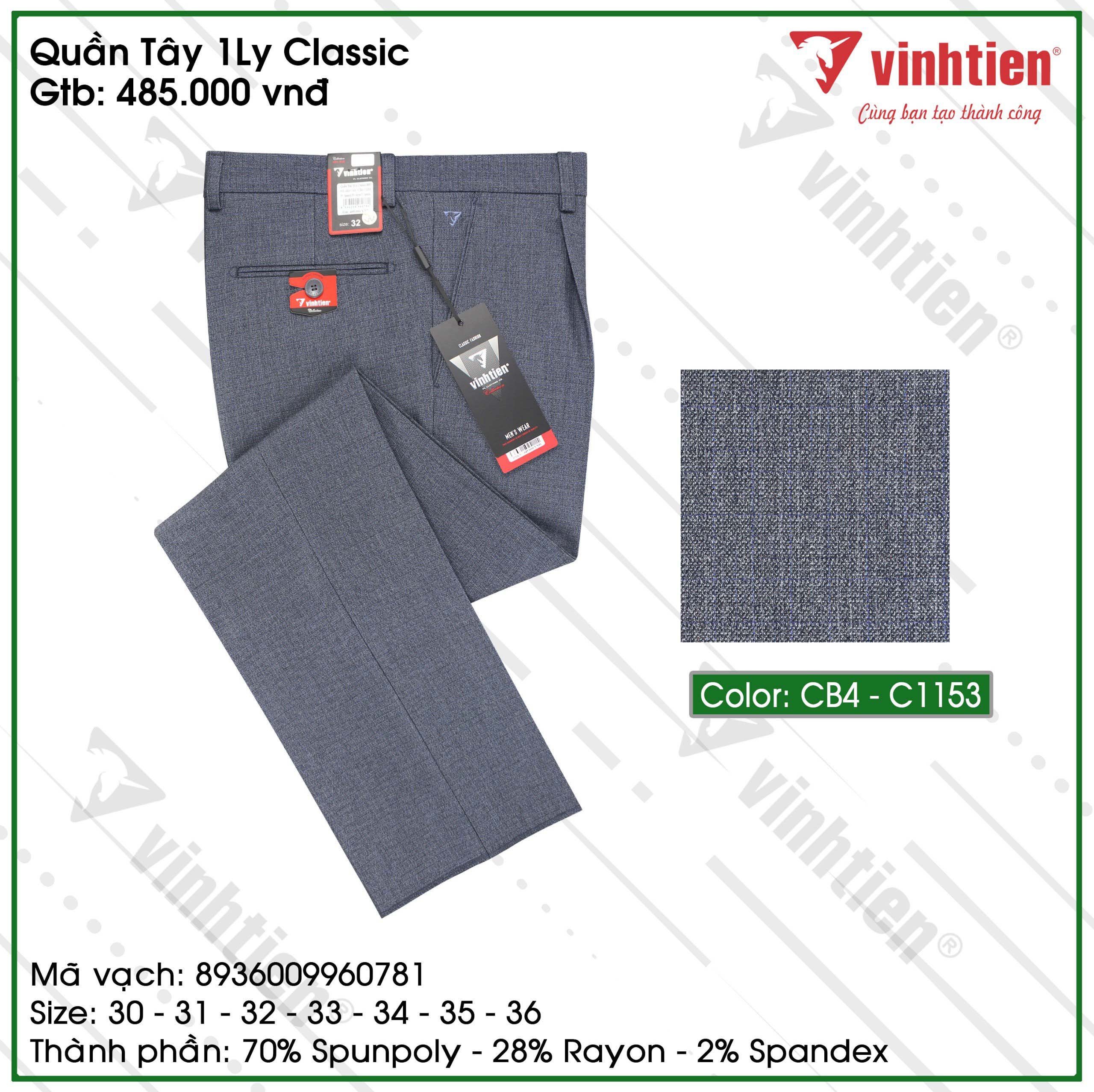 Quần Tây 1ly Classic 485 Vĩnh Tiến - Nhiều Màu