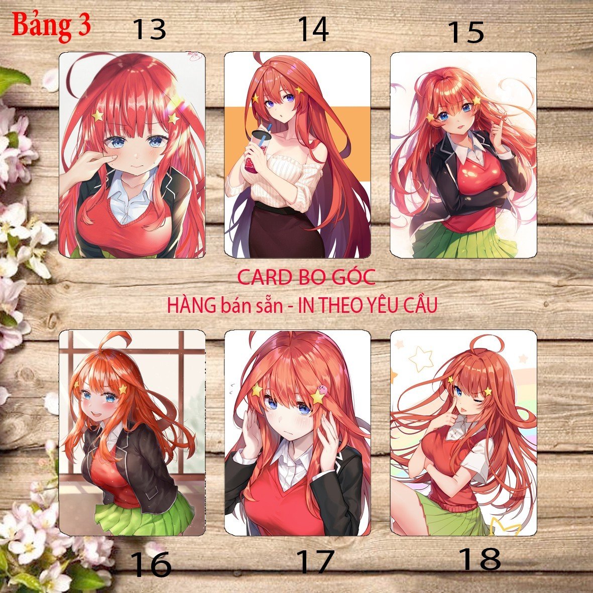 Card bo góc Nakano itsuki Gotoubun no Hanayome 6 card/ Thẻ card hình Nakano itsuki nhà có 5 nàng dâu