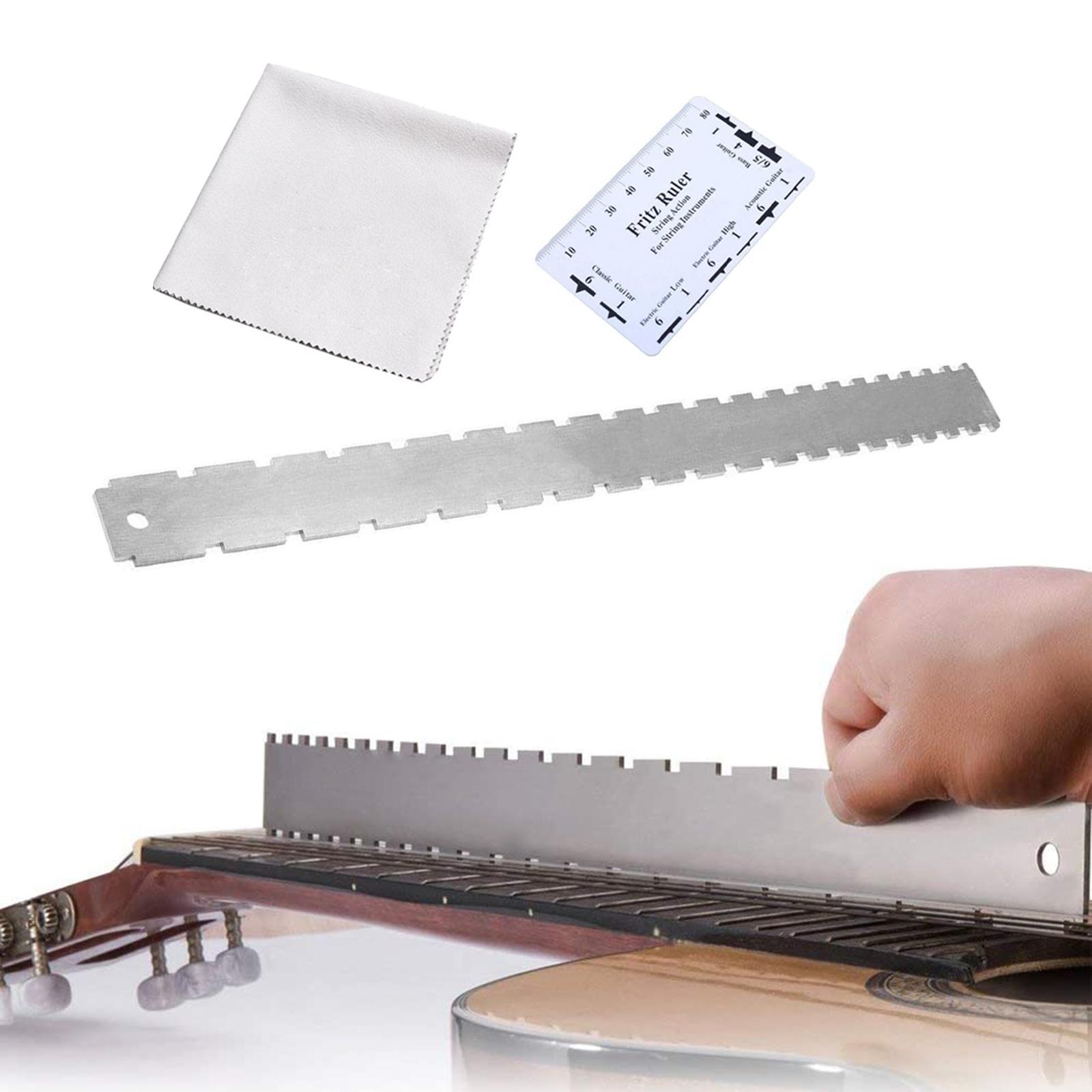 Guitar Neck Notched Straight Fret Ruler Measuring Ruler Gauge Fret Leveling Fret Guitar Level Luthier Tool for Bass Acoustic Electric Guitar