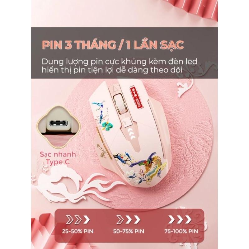 Chuột không dây bluetooth sạc pin TEKKIN A10 silent giới hạn gaming 6 nút bấm - hàng nhập khẩu