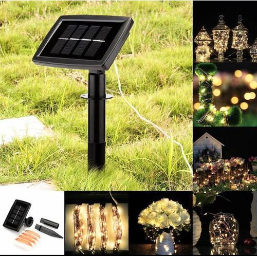 Bộ dây led năng lượng mặt trời nháy trang trí nhiều màu dài 22m cho sân vườn loại tốt