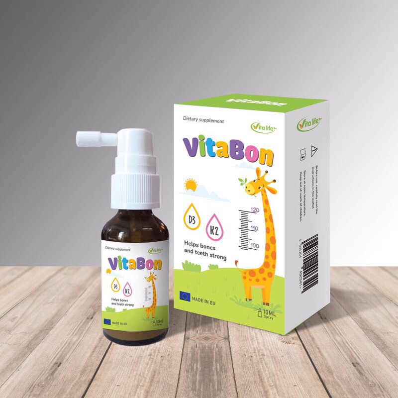 Vitamin VITABON D3 K2 + DHA dạng Xịt, Giúp tăng chiều cao, Bổ Sung Canxi, Giúp xương chắc khoẻ - Nhập khẩu Ba Lan