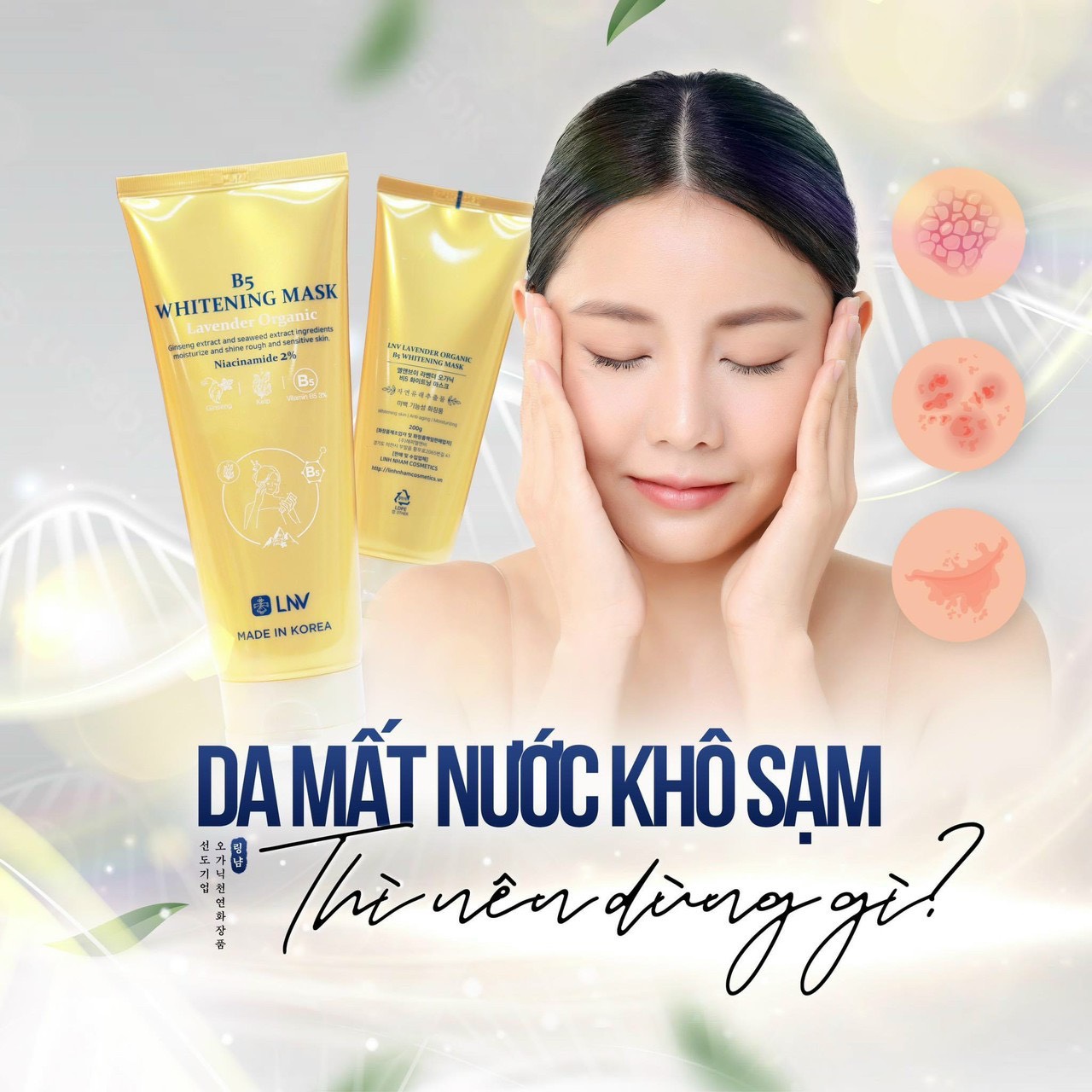 MẶT NẠ TẢO SÂM LAVENDER ORGANIC LNV dưỡng da ngừa mụn (LNV LAVENDER ORGANIC B5 WHITENING MASK)