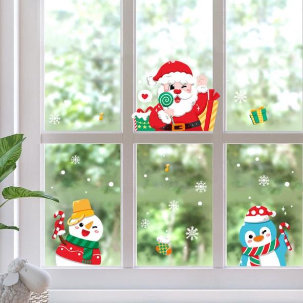 Decal trang trí Noel Hít Tĩnh Điện 2 mặt - CÁNH CỤT CHOÀNG KHĂN CÙNG CÁC BẠN