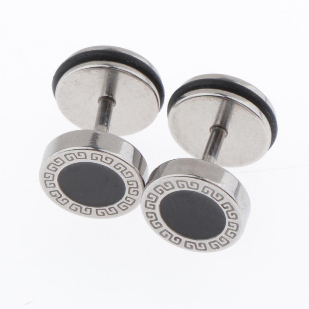8 Pair Punk Style Stainless Steel Mens Stud Earrings Set Ear Piercing
