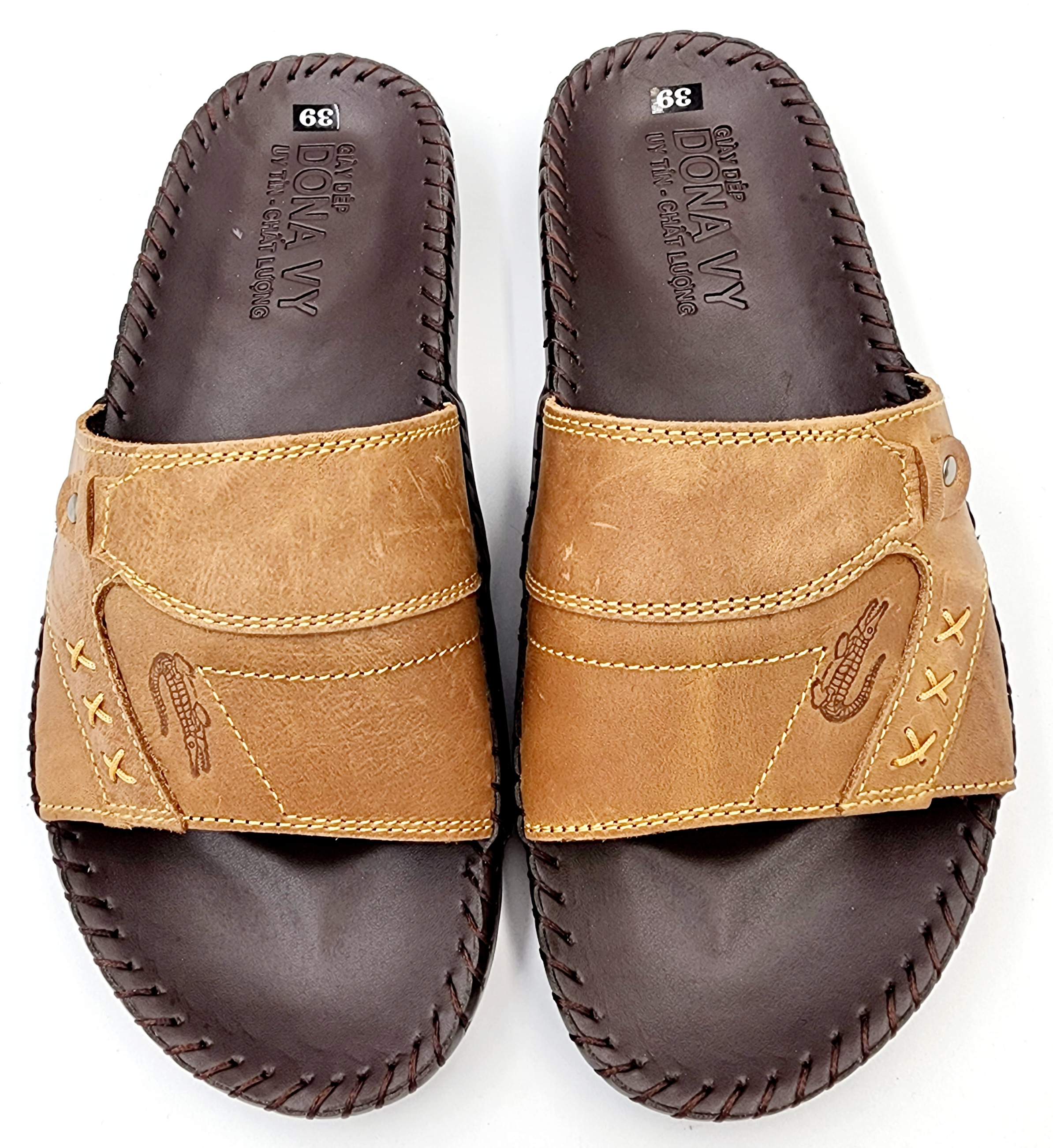 DÉP QUAI NGANG NAM DA BÒ TỰ NHIÊN DONAVYCS CAO CẤP KIỂU CÁ SẤU BẮT MẮT MAY QUAI RẤT CHẮC CHẮN DOCS3X