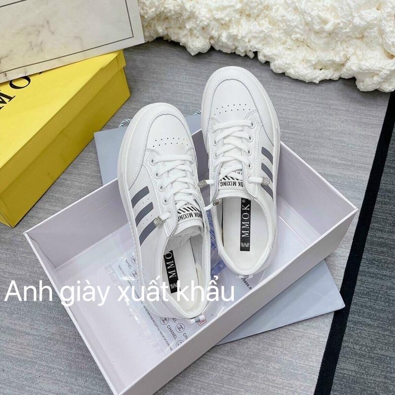 TT06 - Giày thể thao nữ trắng 3 vạch không cần buộc dây nhẹ êm