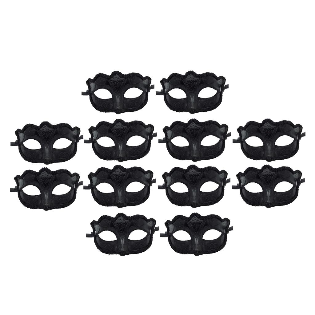 12 Pieces Women Mens Masquerade Ball Mask Venetian Party Eye Mask Black