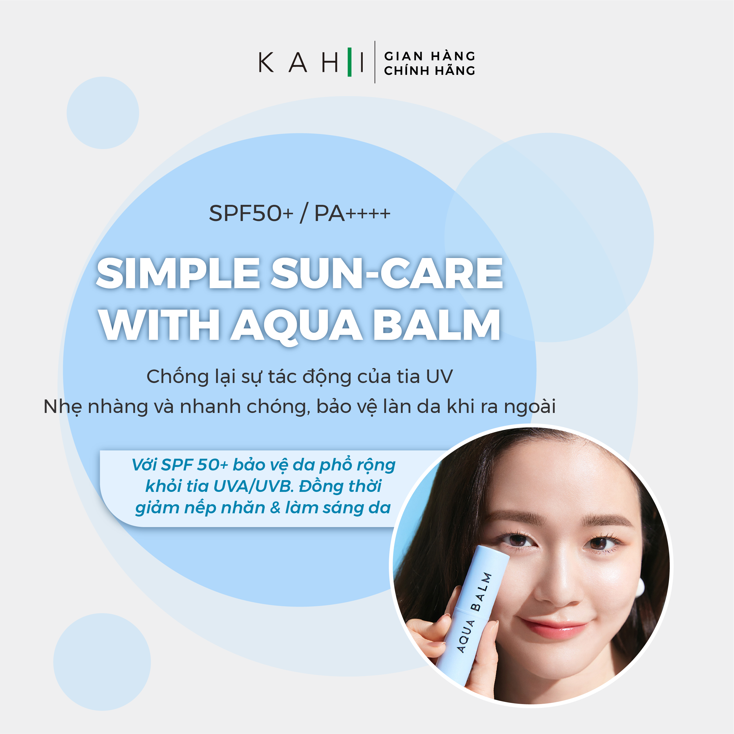 Combo 2 Thỏi Sáp Dưỡng Ẩm Kahi Aqua Balm - Giữ Ẩm &amp; Chống Nắng 9g