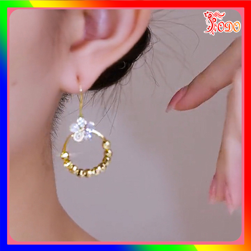 Bông tai kiểu đi học đi tiệc sang trọng Hàn Quốc LU487 cá tính đính đá thanh lịch S925 -