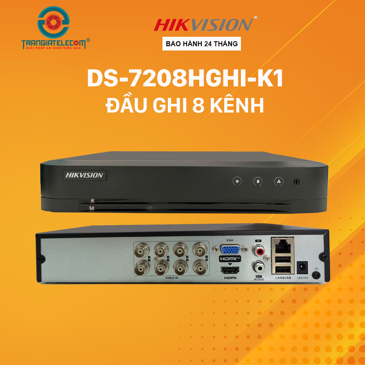 Đầu ghi hình 08 kênh HIKVISION DS-7208HGHI-K1 Turbo HD 4.0 DVR vỏ sắt - Hàng chính hãng