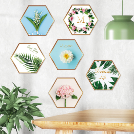 Decal trang trí tường - Khung tranh hoa lá hiện đại