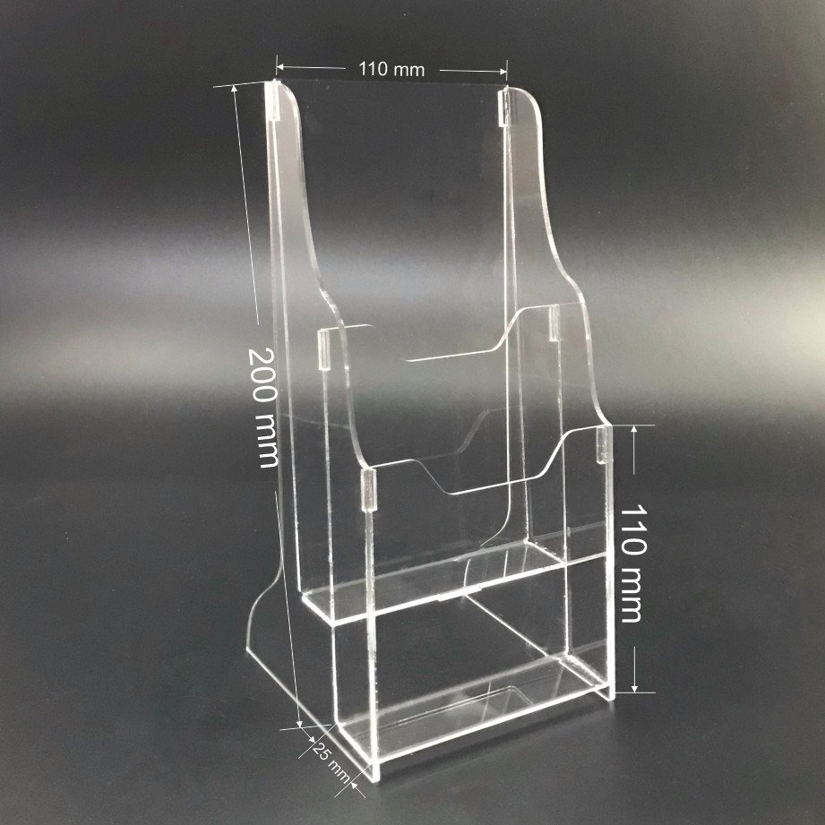 Khay đựng giấy, Hộc đựng tờ rơi, Kệ mica nhiều giấy 2 ngăn Enter C06 100x210mm 1/3A4 đứng 2mm