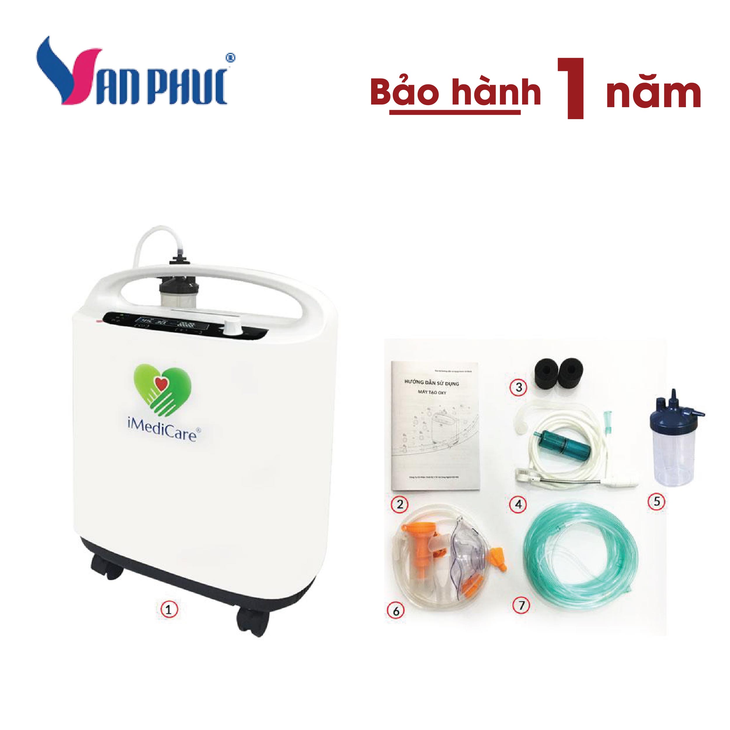 Máy tạo oxy y tế cao cấp iMediCare iOC-3LS (CHÍNH HÃNG - BH 1 NĂM)