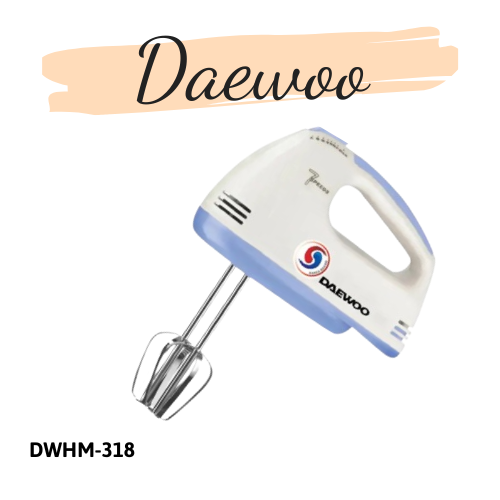 Máy đánh trứng Daewoo DWHM-318 công suất 150w kèm qua đánh inox - Hàng chính hãng