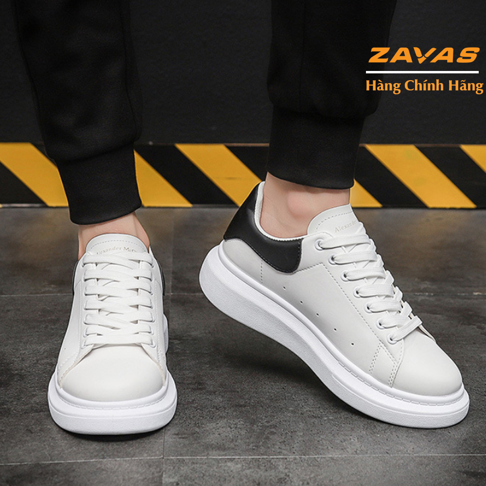 Hình ảnh Giày thể thao sneaker nam màu trắng bằng da không tróc thương hiệu ZAVAS - S387