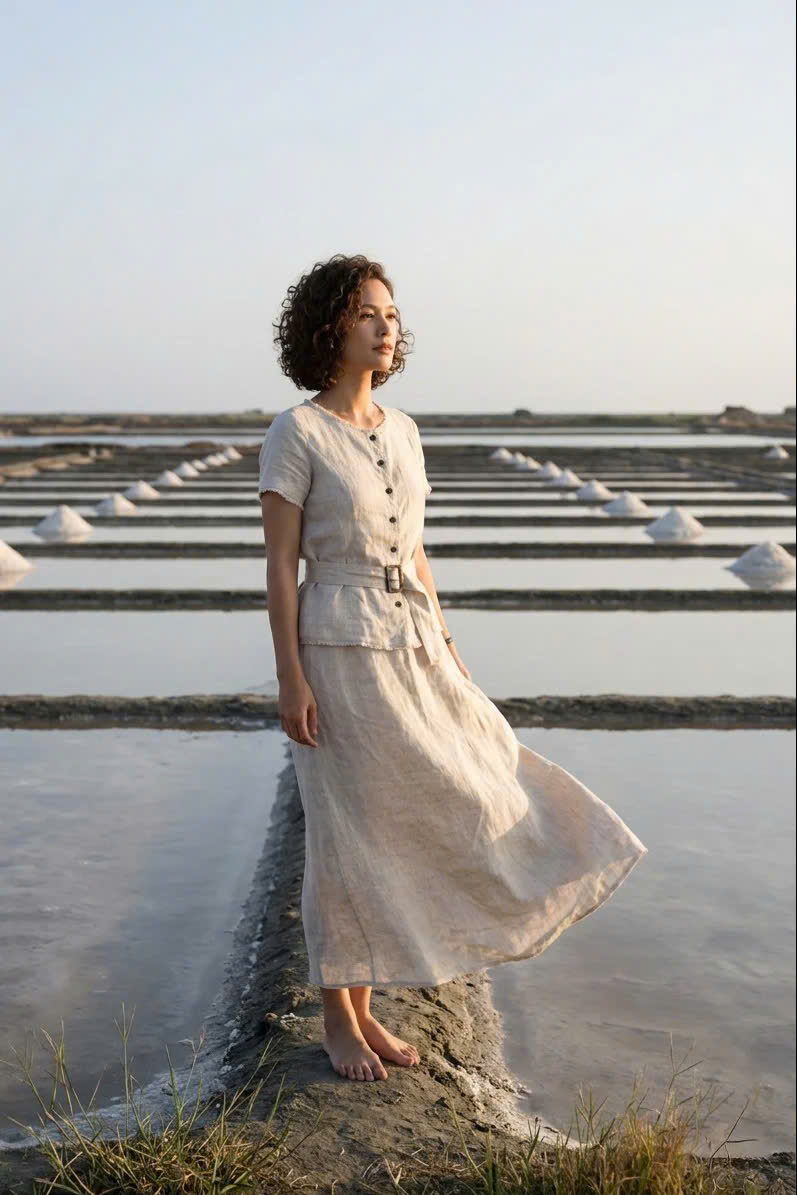 Áo Linen Tua Rua Rút Chỉ Lanh Xám TOP220 Thời trang thiết kế Hity