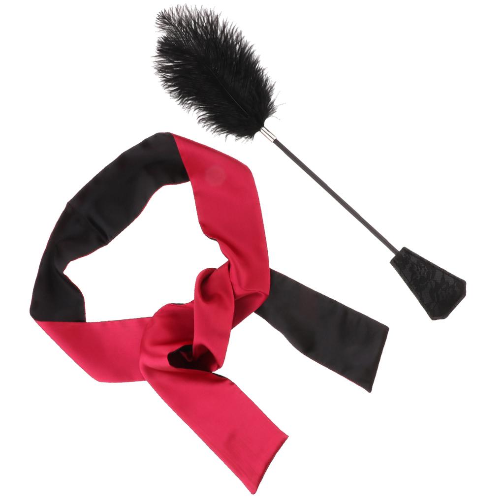 Faux Feather    Adults Toy Satin Eye  Blindfold Kit