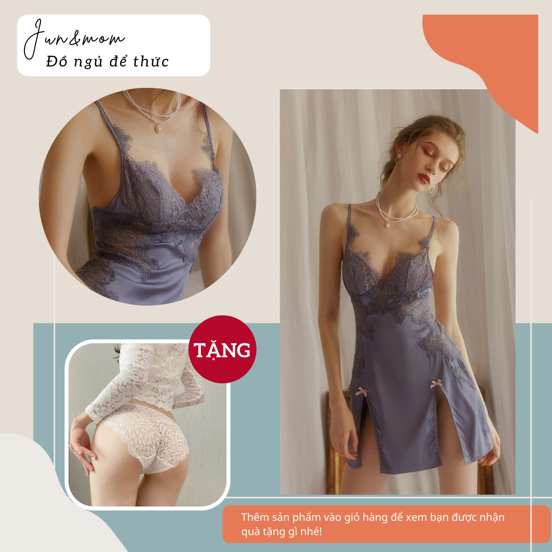 Váy ngủ sexy Balis dây vai và lưng đều có khoá tuỳ chỉnh như ý - chất liệu lụa satin phối ren đẹp mắt_DN15