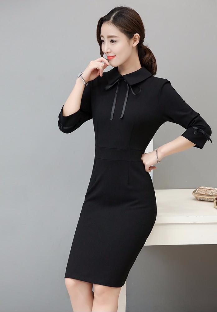 Đầm ôm công sở phối nơ tay lỡ - DS38