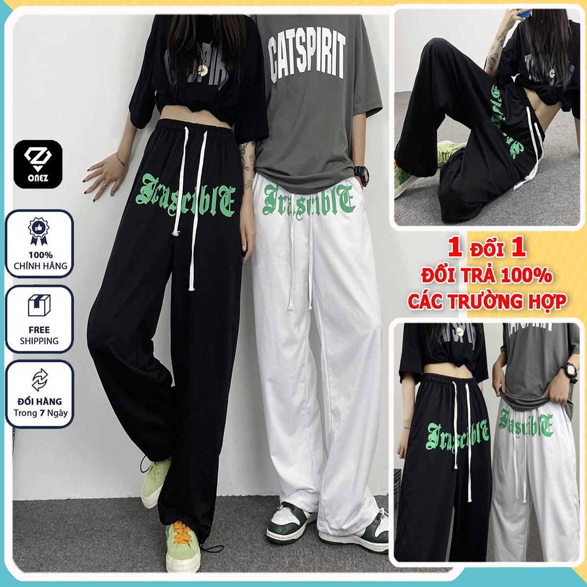 Quần Thể Thao Jogger Nam Nữ ONEZ Ống Rộng oversize,Chất Vải Chân Cua Cao Cấp, Siêu Mát,Thoải Mái QGZ1