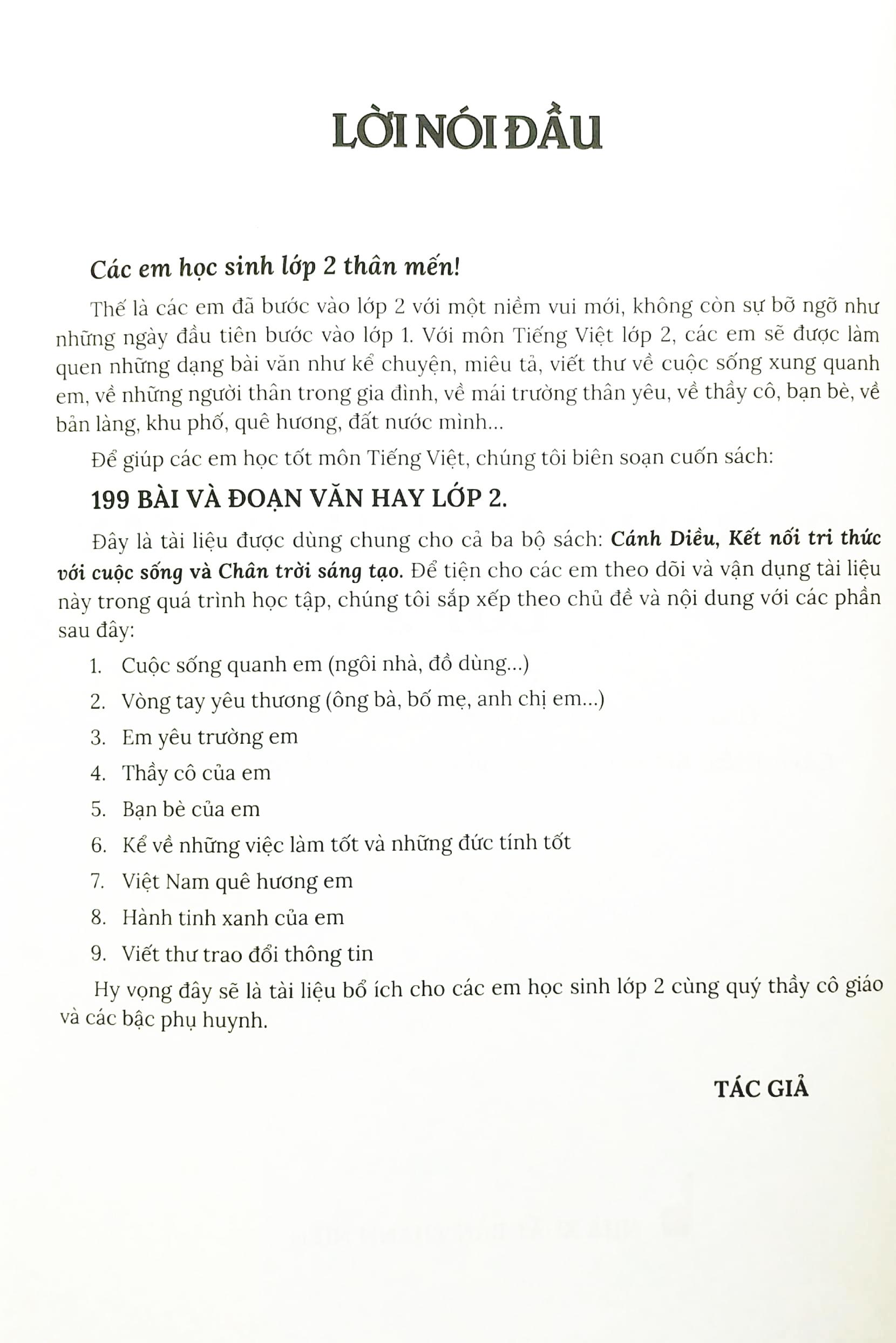 199 Bài Và Đoạn Văn Hay Lớp 2