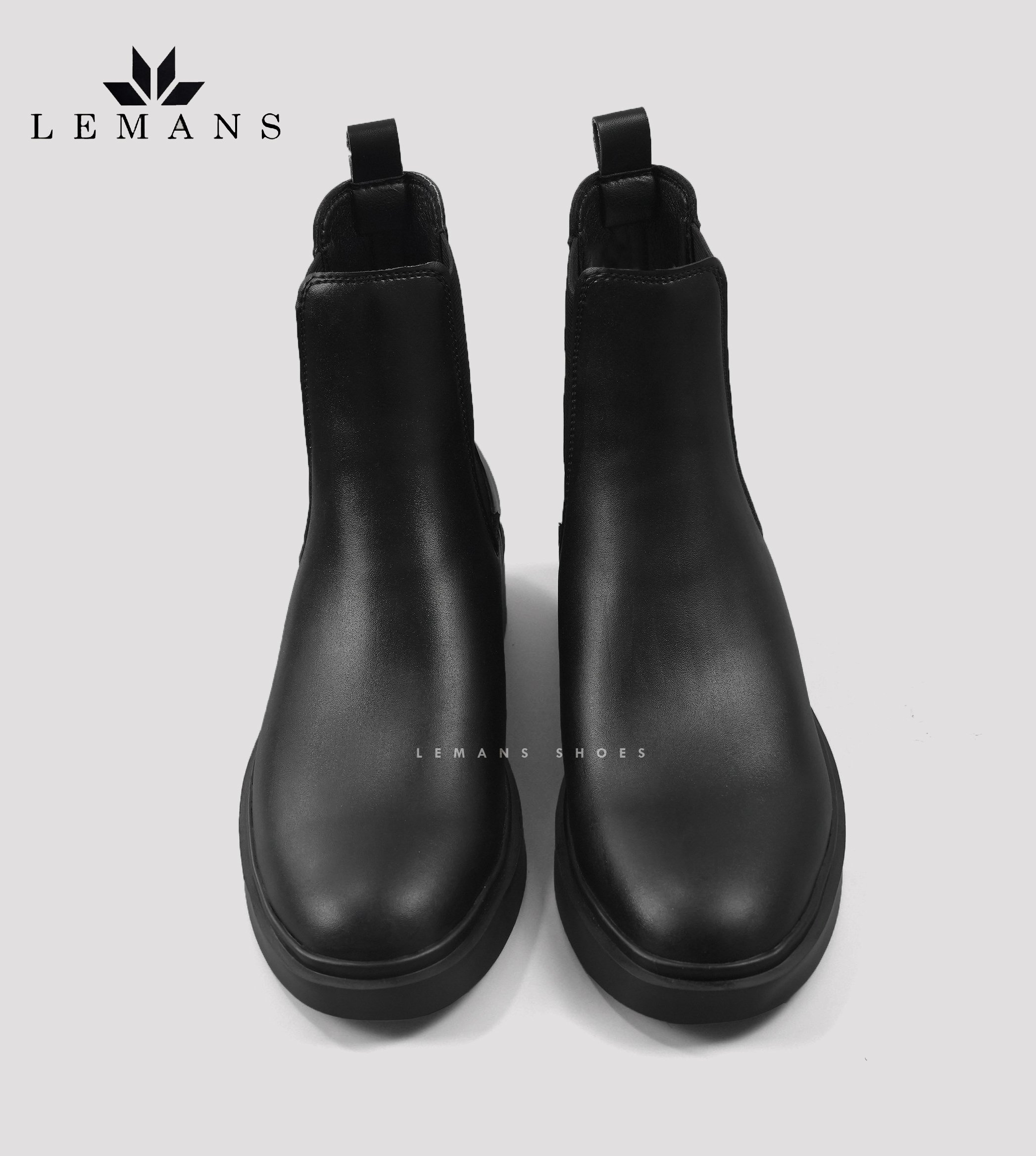 Giày da bò Chelsea Boots Black LEMANS CB66, đế Lemans cao 4cm, boot nam chelsea boot nam, bảo hành 12-24 tháng