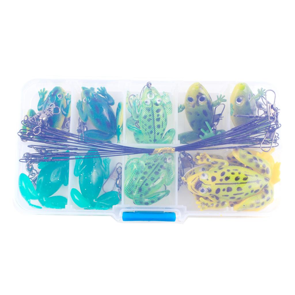 30pcs Mixed Pattern Topwater Lure Frog Soft Bait Accessories Swivels Leaders