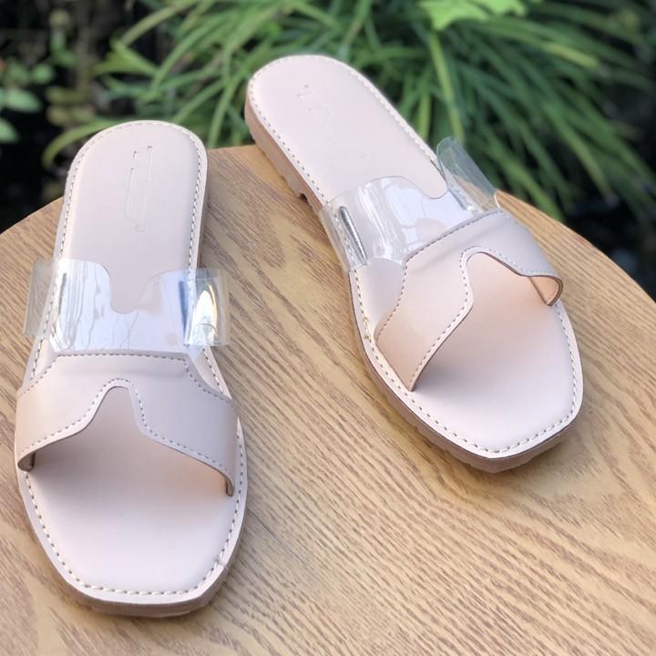 TLG Dép Thời Trang Nữ Da PU Cao Cấp Quai Ngang Chũ H Lót Dép Mềm Mại