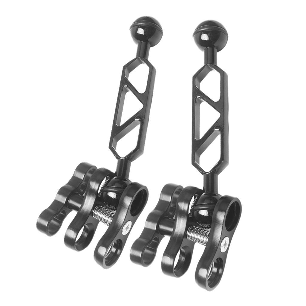 2X Scuba Diving Dual Ball Join Arm Clamp Mount F Underwater Flashlight Torch