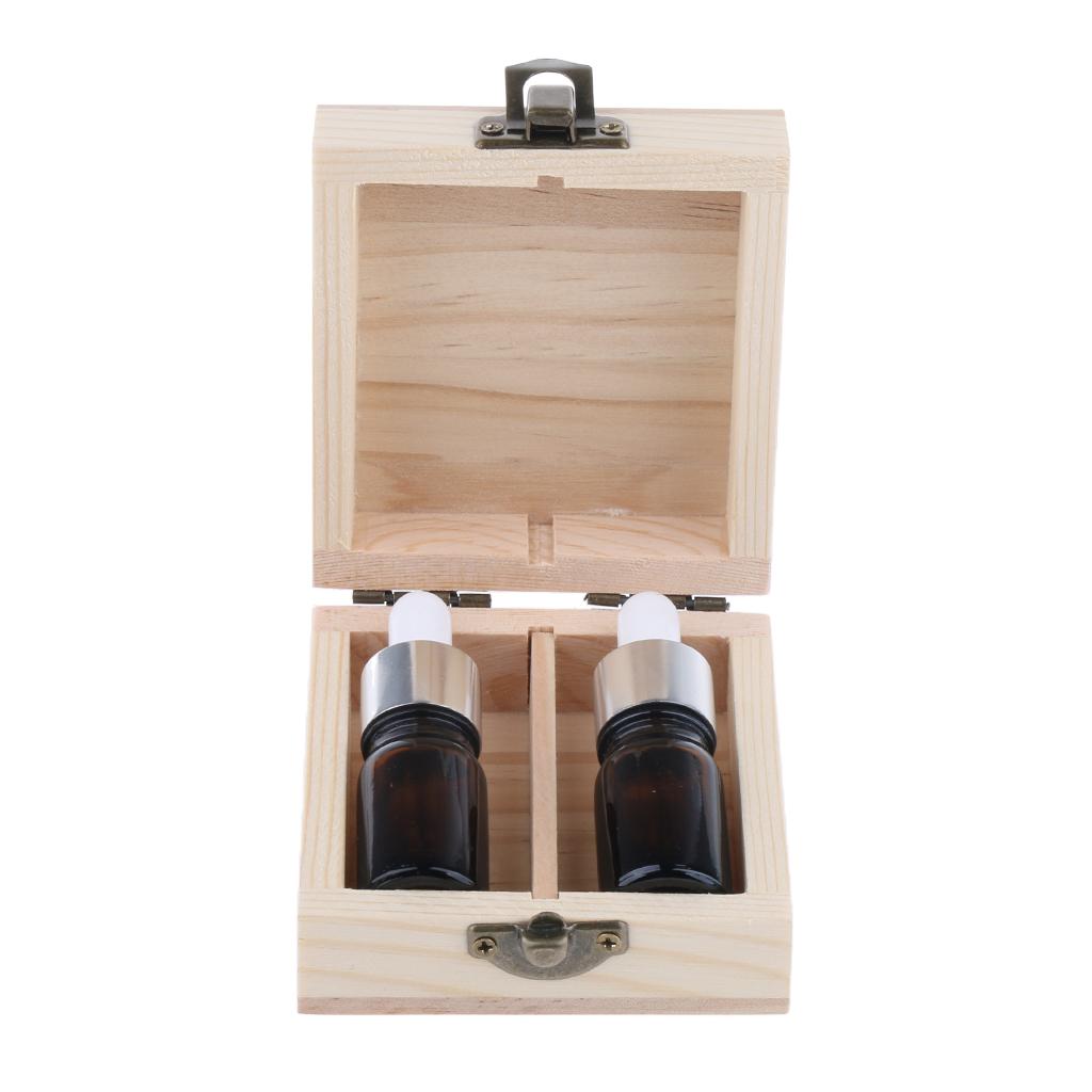2 Slots 15ML Wooden Box Storage Case Essential Oil Display Holder Organizer