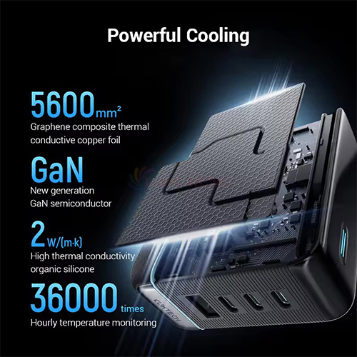 Cốc sạc Cuktech 10 GaN Ultra 1USB 3Type-C 120W AD1204U - Hàng chính hãng