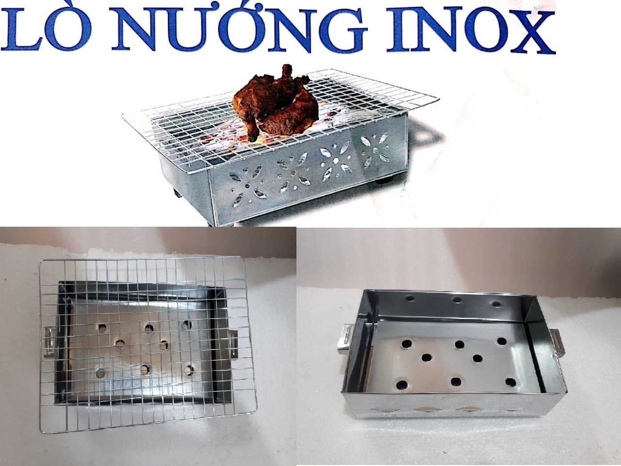 Lò nướng than inox du lịch tiện dụng loại lớn