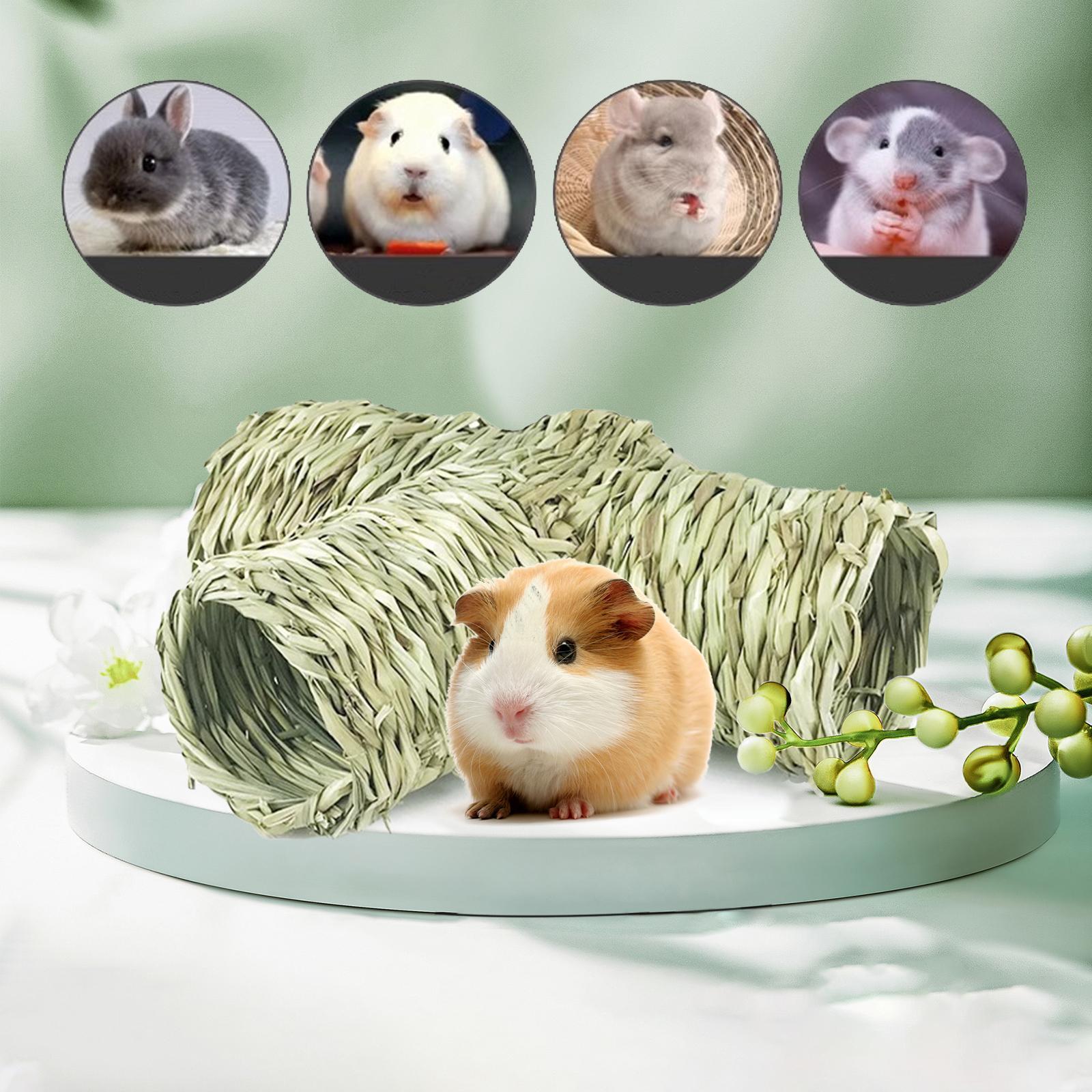 Hamster Grass Tunnel Interactive Toy Hay Bed Cage Cottage Hut Rabbit Tunnel Tube for Hamster Rat Squirrels Ferret