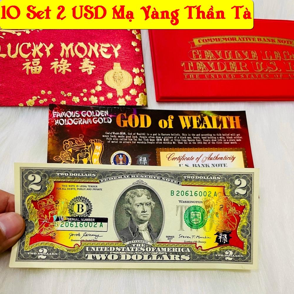 Bộ Quà Tết tờ 2 USD in Thần Tài Vàng tài lộc, quà tặng ý nghĩa - bao da đỏ VỚI THIẾT KẾ SANG TRỌNG VÀ MANG LẠI SỰ MAY MẮN