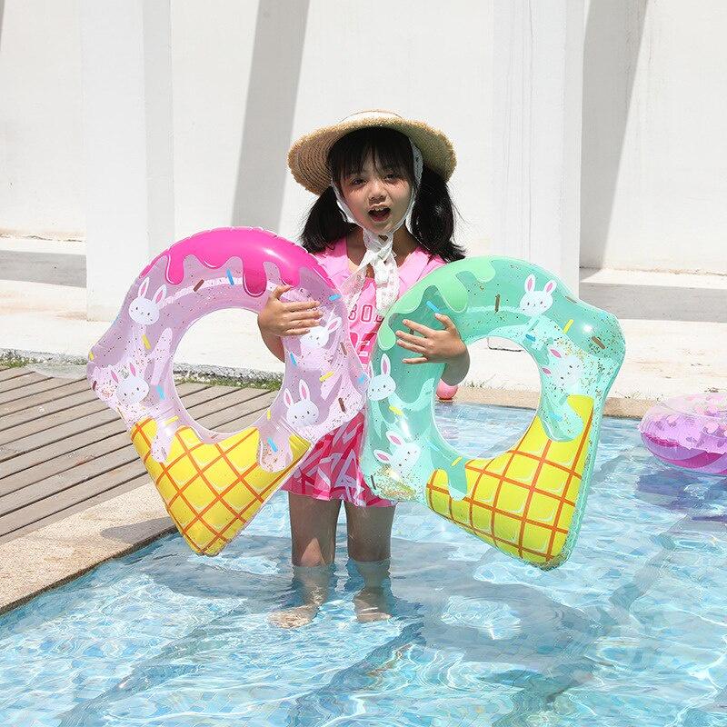 70 # Hình dạng kem Vòng bơi hồ bơi bơm hơi cho trẻ em Hồ bơi PVC dày Vòng tròn phao cao su